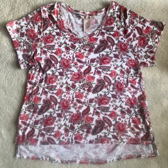 Philosophy Pima Cotton Short Sleeve Pink Floral Top Women's XL - Picture 7 of 7